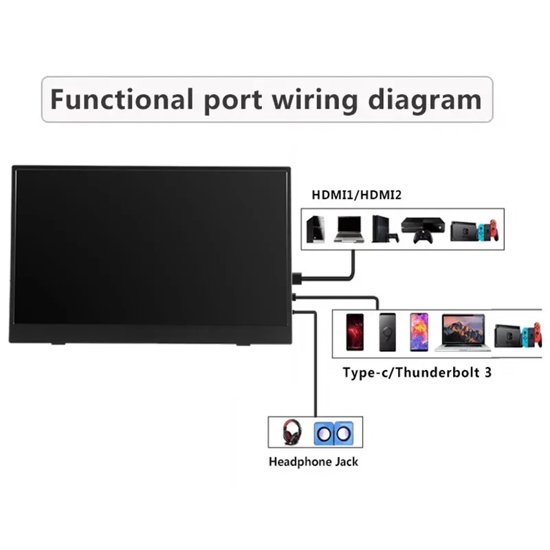 

1080P 13.3 inch portable display, can be connected by data cable, suitable for gaming xbox phone PS4, optional touch