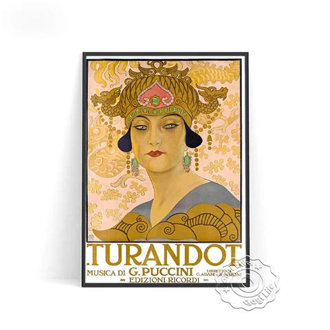 Turandot Винтажный стиль Итальянская опера художественный плакат, G. Настенные наклейки для кинотеатра, декор в стиле ретро