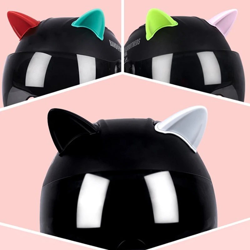 

2 pcs Cute Helmet Cat Ears Decoration Helmet Styling Strong Adhesive Stickers Motorfiets Elektrische Helm Accessoires Cosplay