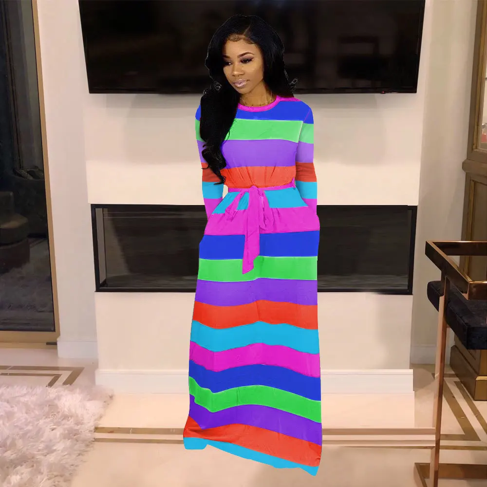 Echoine осенний Повседневный Контрастный ЦВЕТНОЙ полосатый лоскутный пуловер с