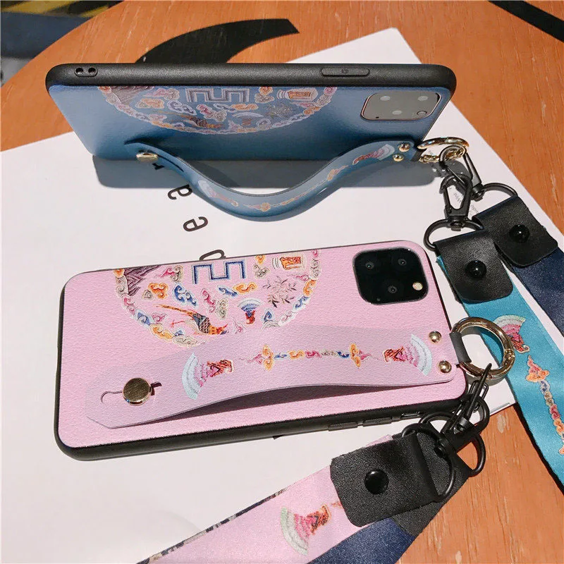 Чехол-держатель для телефона для iPhone 11 Pro XR XS MAX чехол для iPhone X 7 8 6 6s plus задняя крышка кольцо цветок ремешок тренд