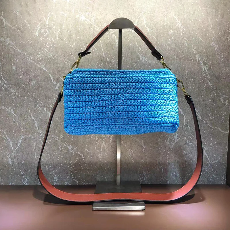 

2021 new fashion ladies cotton woven bag baguette bag handbag shoulder bag