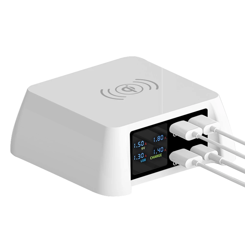 

100W Multi USB Charger Qi Wireless Charger QC 3.0 Quick Charge LCD PD Fast Charger For Iphone XS 12 11 Pro Max Samsung Huawei