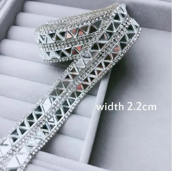 Квадратная лента из стразов, 1 ярд/Лот, прозрачный синий rhinetone отделка прозрачная декоративная лента, стеклянная причудливая Блестящая декоративная отделка, ширина 1 см - Цвет: 2.2cm clear