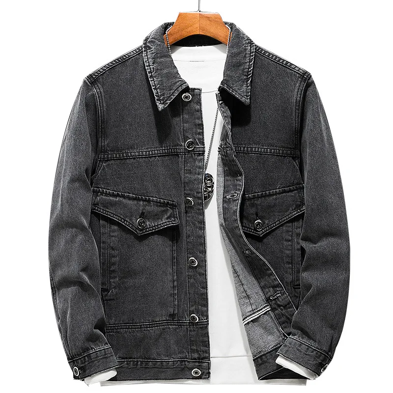 Мужские джинсовые куртки серые свободные в стиле Хай-стрит винтажные