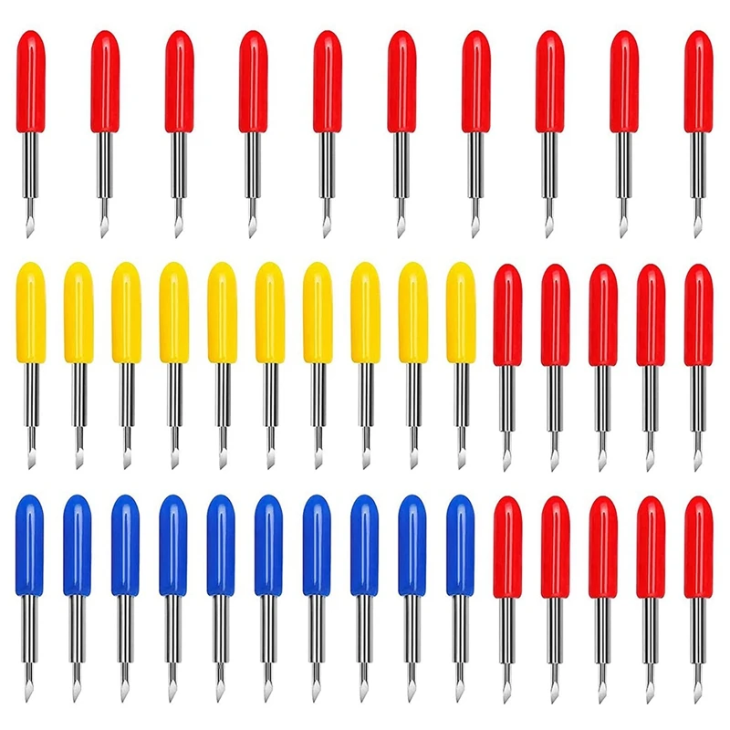

40Pcs Blades Vinyl Cutting Machines - 30/45/60 Degree Tungsten Steel Roland Plotter Cutting Replacement Blades