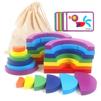 new kids wooden rainbow building blocks toy geometric shape wood stack baby educational toys for children thinking training game