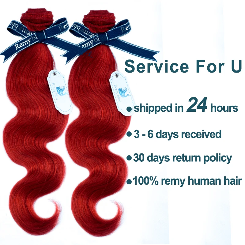 RemyBlue Burgundy Red 99J Colored Bundles With Closure Brazilian Body Wave 3 Remy Human Hair Weave |