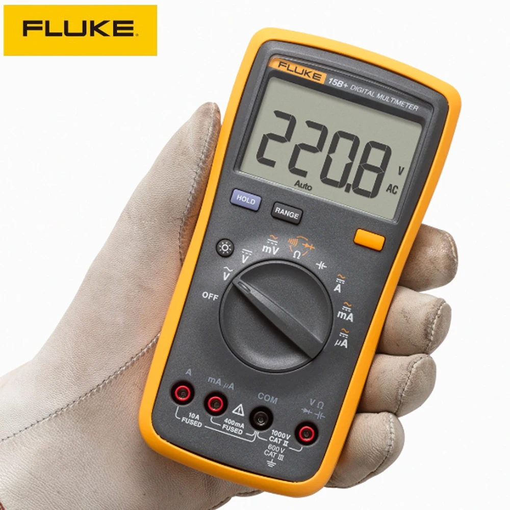 

Fluke 15B+/Fluke 17B+ Digital Multimeter Automatic Range 4000 Count 1000V AC/DC Voltage Current Resistance Capacitance Tester