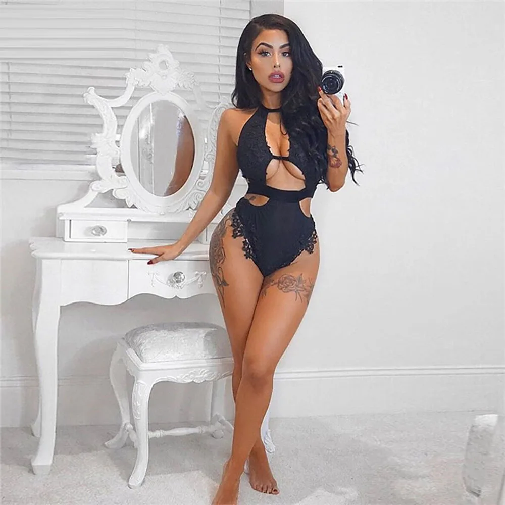 ZAFUL Цветочная Аппликация Тюль Боди Модные Сексуальные Женские Комбинезоны