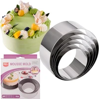 6pcsset stainless steel mousse cake ring mold 3d baking dessert cookie pastries cutter circle round mould bakeware accessorie