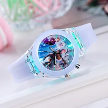 Disney Cartoon Pattern Frozen Watch Princess Wristwatch Childrens Toys Gifts Cute Leather Quartz Girls Christmas Watchs Girls