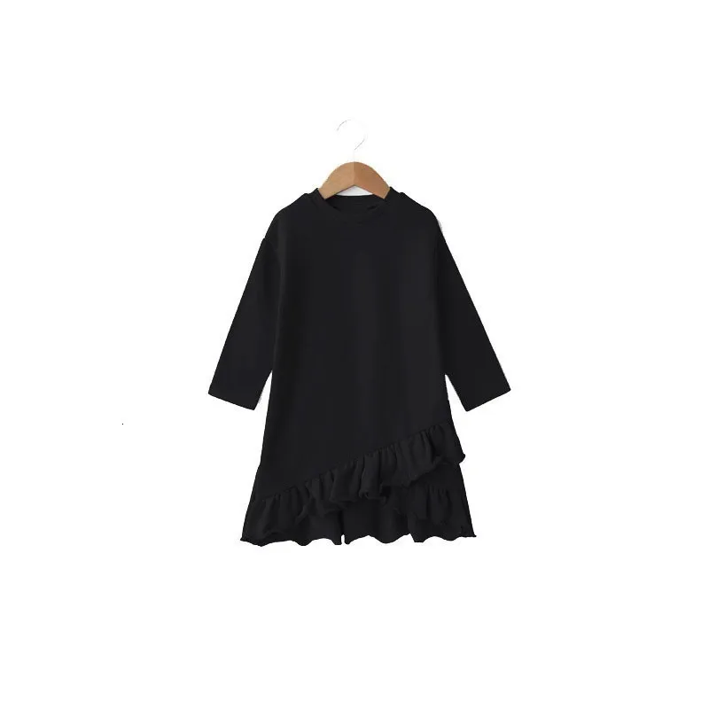 2020 new ruffled Christmas dress little girl warm black teenage wearing long sleeve winter autumn clothes | Детская одежда и обувь