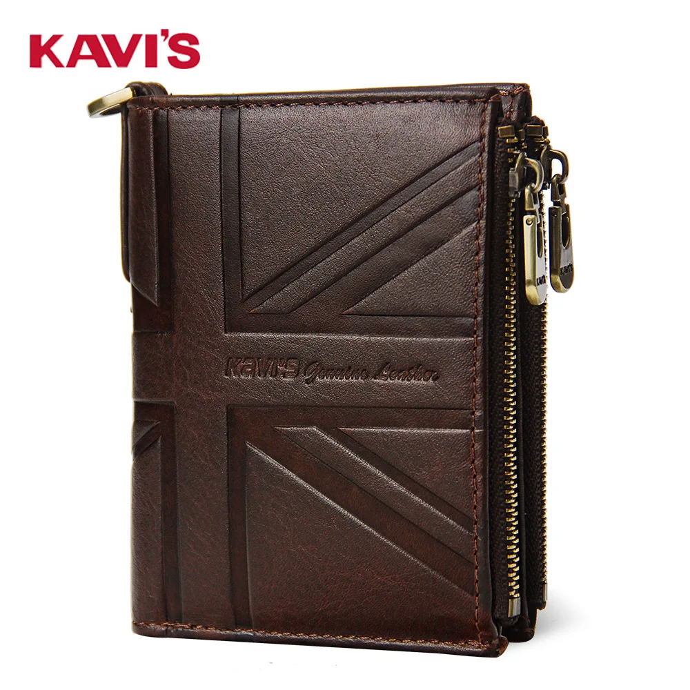 

Fashion Crazy Horse Leather Short Men's RFID Anti-theft Brush Genuine Leather Male Double Zipper Wallet Coin Purse Card Holder