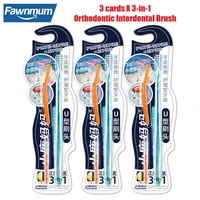 fawnmum 3x3 in 1 orthodontic toothbrush i shape l shape interdental brush orthodontic special clean teeth oral care kit