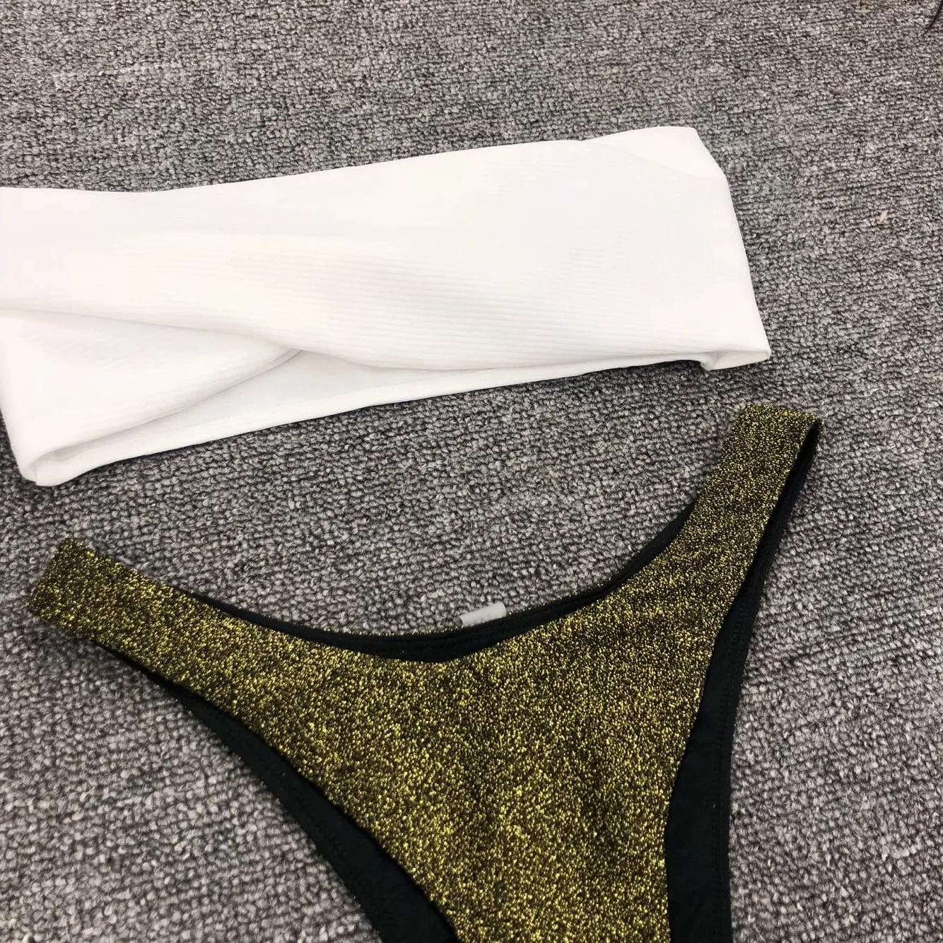 

women's swimsuit Polyester two piece sets bikini 2020 Women Split Body Swimsuit Flash Of Light Irregularity Bikini