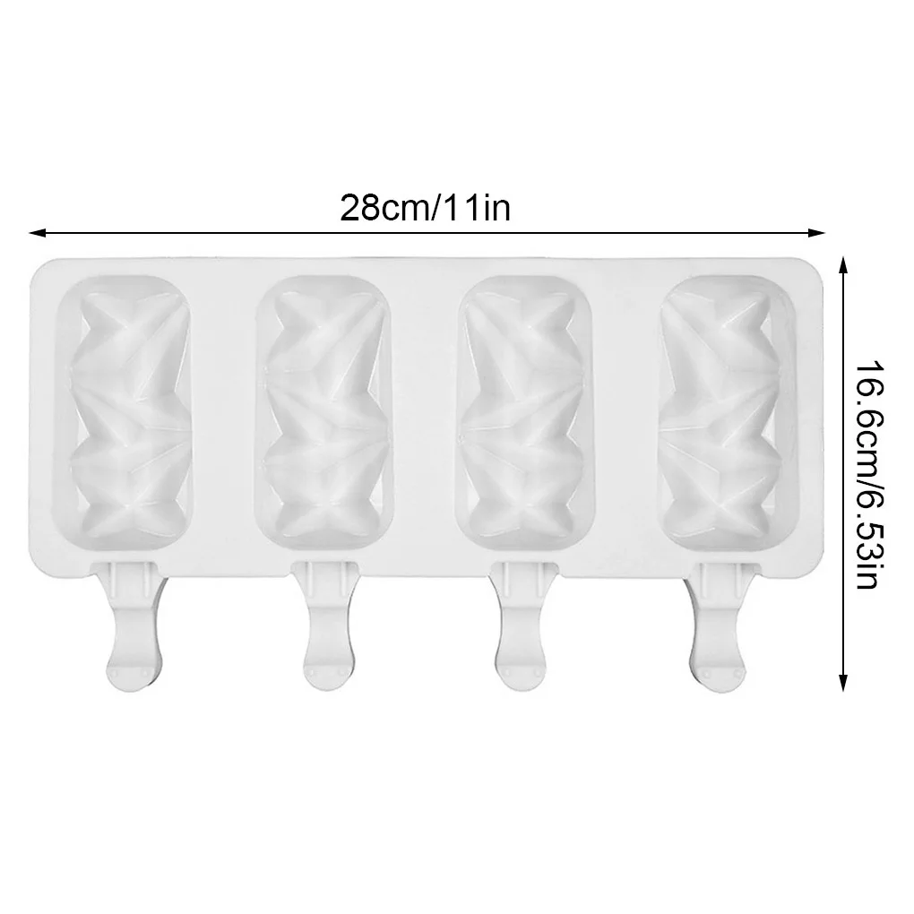 

Ice Cream Mold Silicone 4 Slots Ice Cube Tray Heat-resistant Non-stick DIY Freezer Making Mould Home Ice Cream tools