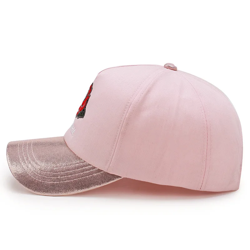 Осенняя Новинка Женская Кепка с вышивкой блестками розовая бейсболка