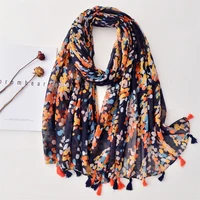 2021 fashion colorful dot floral viscose shawl scarf lady high quality print soft neckerchief wrap foulard muslim hijab 18090cm