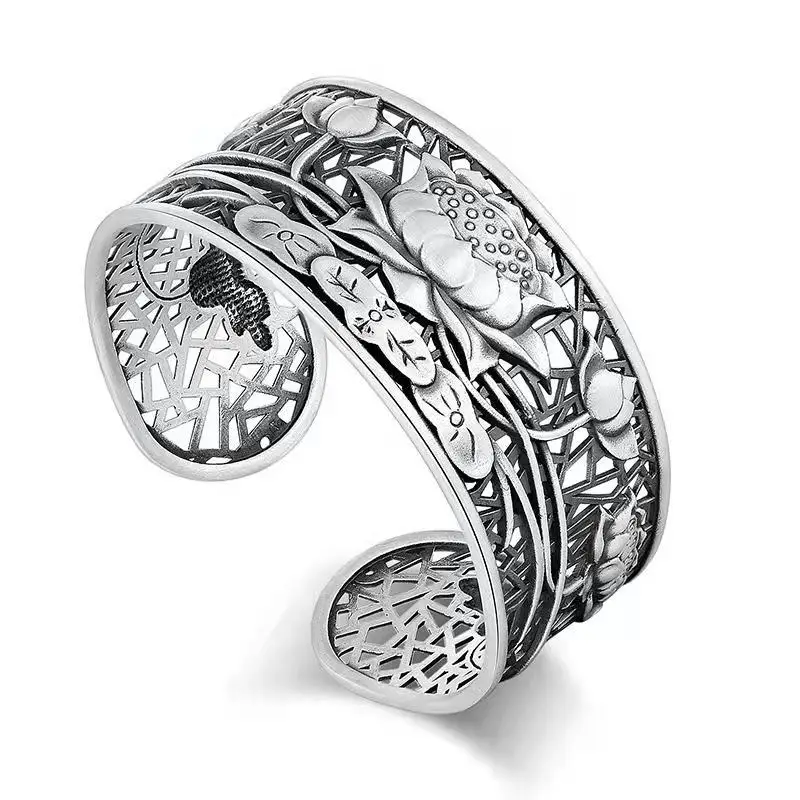 Новый Ретро Браслет в этническом стиле старый супер широкий полый браслет для