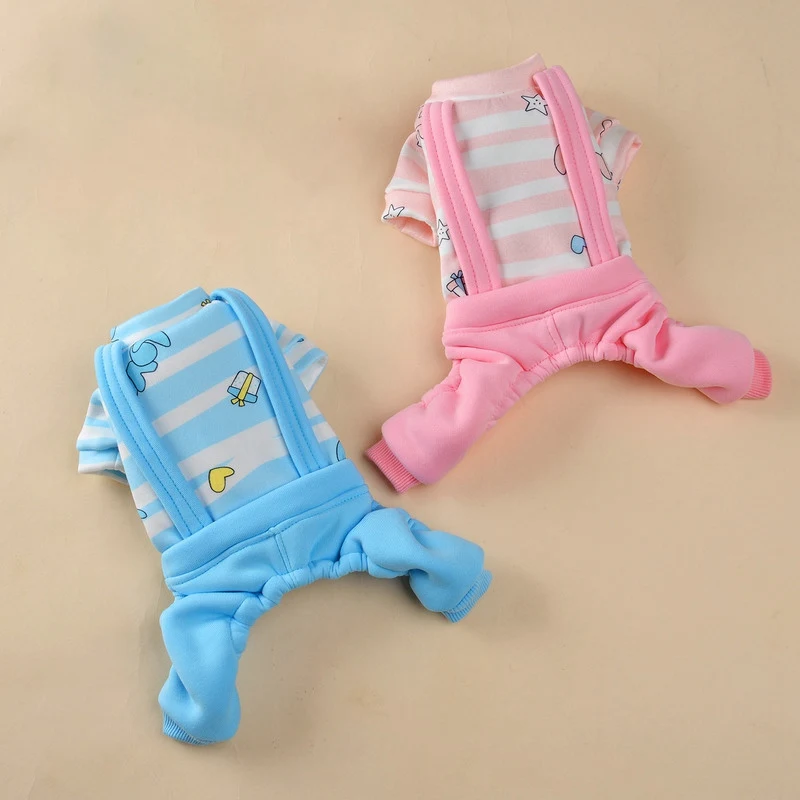 Домашняя одежда для домашнего питомца однотонный фланелевый комбинезон с 4