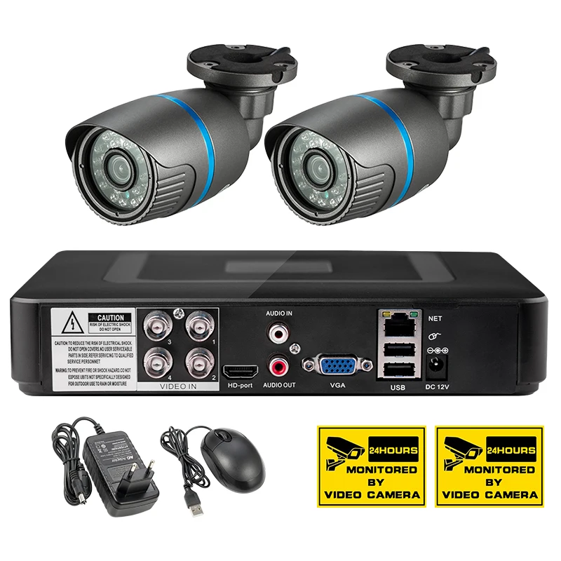 Камера видеонаблюдения системы безопасности 4CH HDMI CCTV DVR 2 шт. 2000 ТВЛ 1,0 Мп IR-cut открытый Всепогодный AHD камера наблюдения комплект