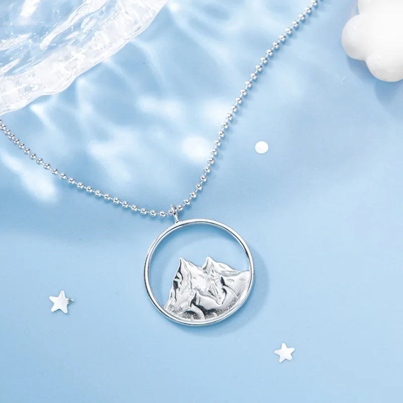 Полые горы и море Кулон Пара Ожерелье 2020 мода новый серебряный цвет мужчины