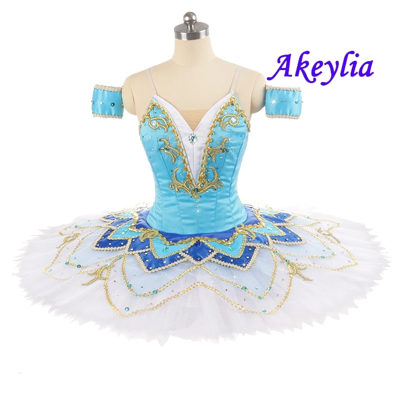High quality Sleeping Beauty Ballet Tutu Professional girls Blue White Women ballet performance competition Costume Satin JN0193