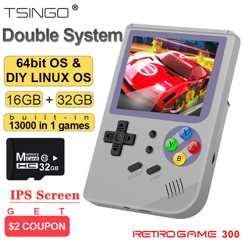 RG300 двойная система DIY Linux Ретро игровая консоль 2,8 дюймов ips экран RetroFW портативная игровая консоль плеер 13000+ игры