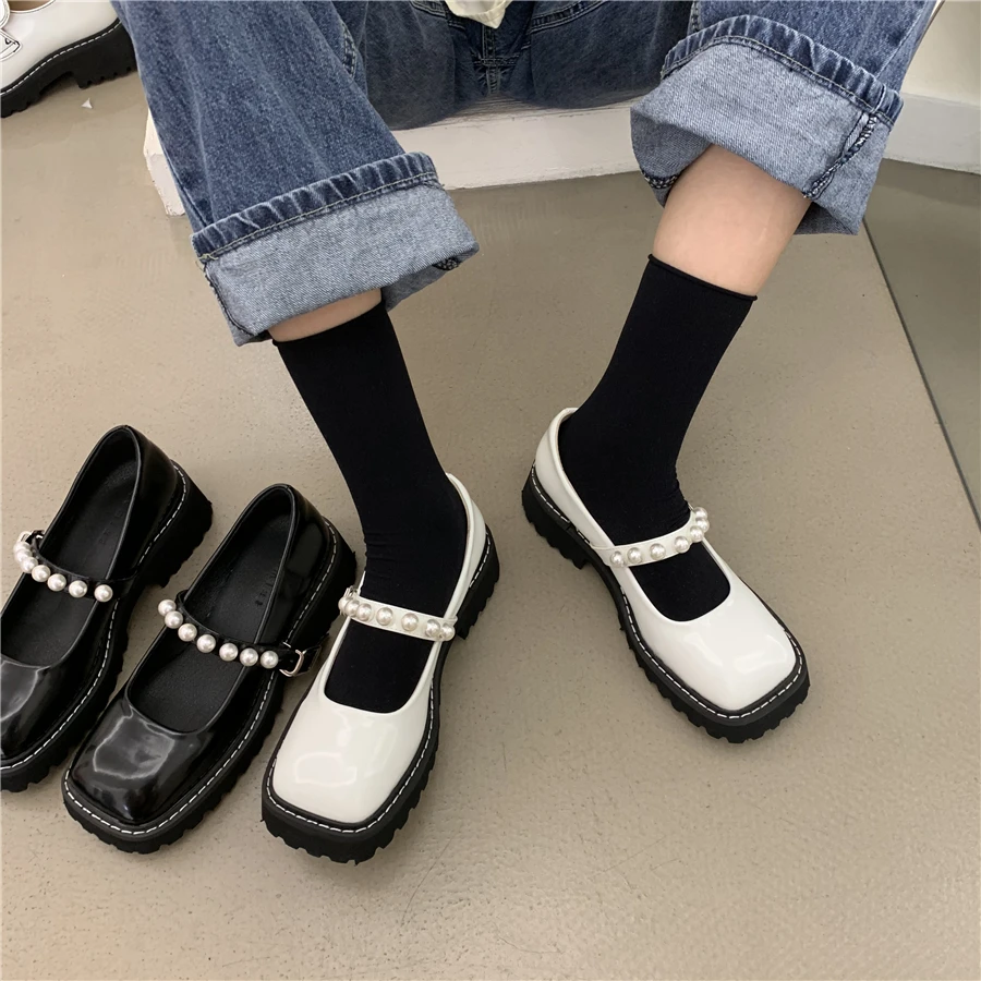 

Summer Shoes Ladies Autumn Clogs Platform Female Footwear 2021 Fall Creepers New Retro Dress PU Rubber Mules Rome Basic Hoof Hee