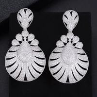 larrauri popular elegant full cubic zirconia women wedding earring jewelry statement waterdrop pendant earrings