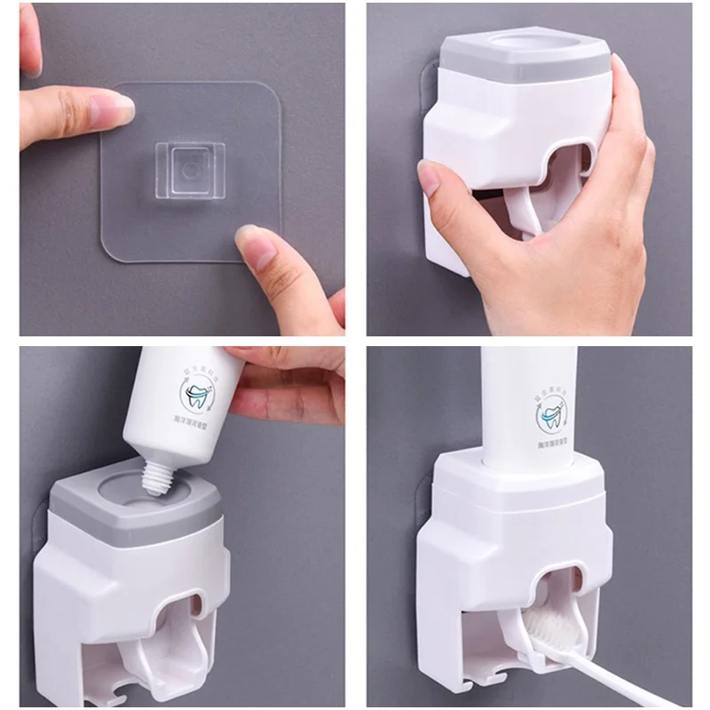 creative wall mount automatic toothpaste dispenser bathroom accessories waterproof lazy toothpaste squeezer toothbrush holder free global shipping