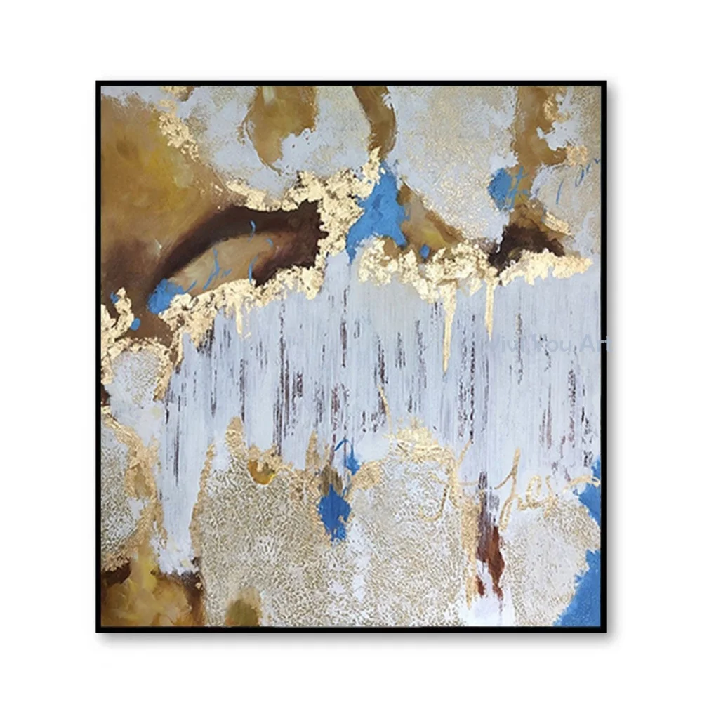 

Modern Golden Abstract Geometric Art Pattern Stitching Canvas Gold Foil Poster Wall Paintings For Living Room Home Decor