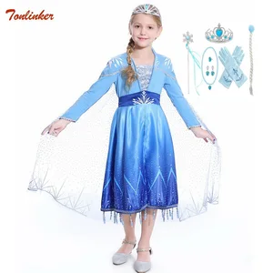 Платье принцессы из мультфильма для девочек, детский костюм для косплея, вечернее платье на Хэллоуин, одежда для взрослых 2-10