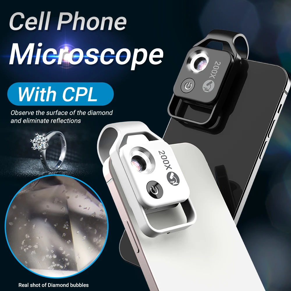 

APEXEL 200X Microscope Lens With CPL Portable Universal Clip Macro Lens LED Microscope Magnifier For iPhone Huawei Smartphones