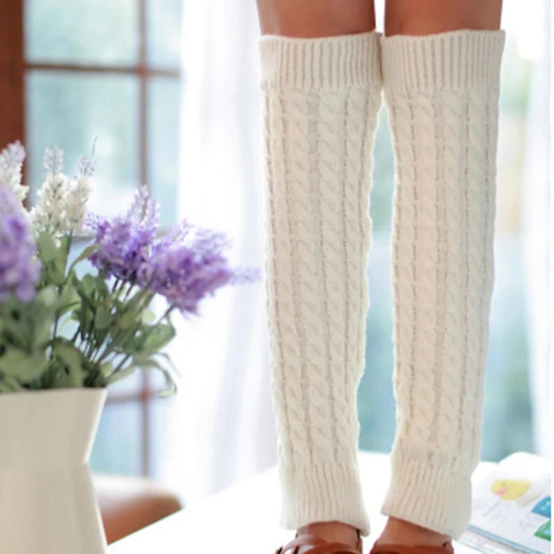 

Autumn Winter Women Leg Warmers Warm Pile Heap Knitted Socks Complex Department Of Hemp Flowers Kneepad Leg Warmers Tube Socks