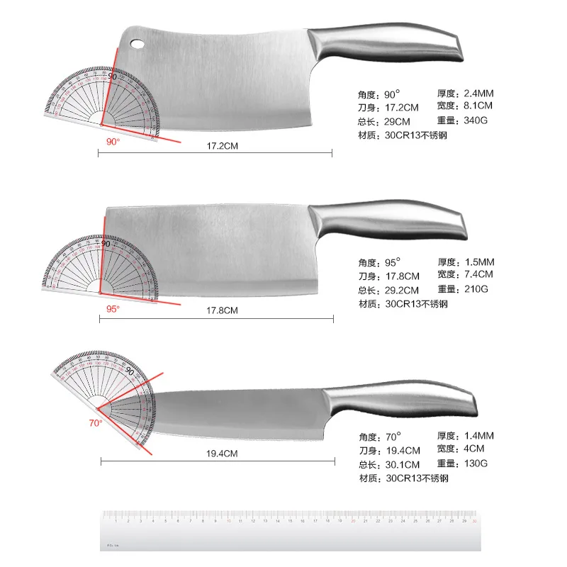 

Kitchen knife set 6Pcs/set Chinese and Western-style chef stainless steel meat cleaver fruit knife cooking tool