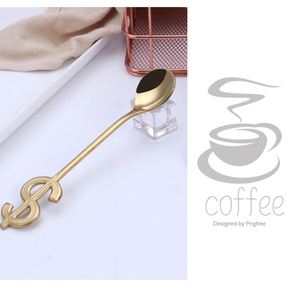 1 шт. цветная ложка из нержавеющей стали в виде доллара креативная для молока кофе