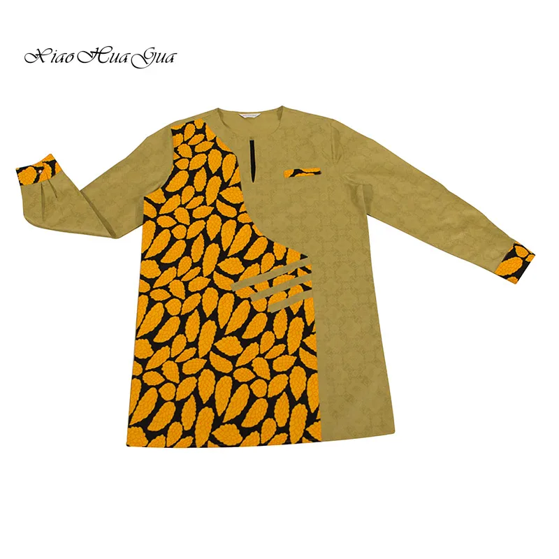 Тренд африканская Мужская одежда Мужская длинная SleevePatchwork Дашики Длинный топ Африканский принт Повседневная Свадебная африканская одежда WYN669
