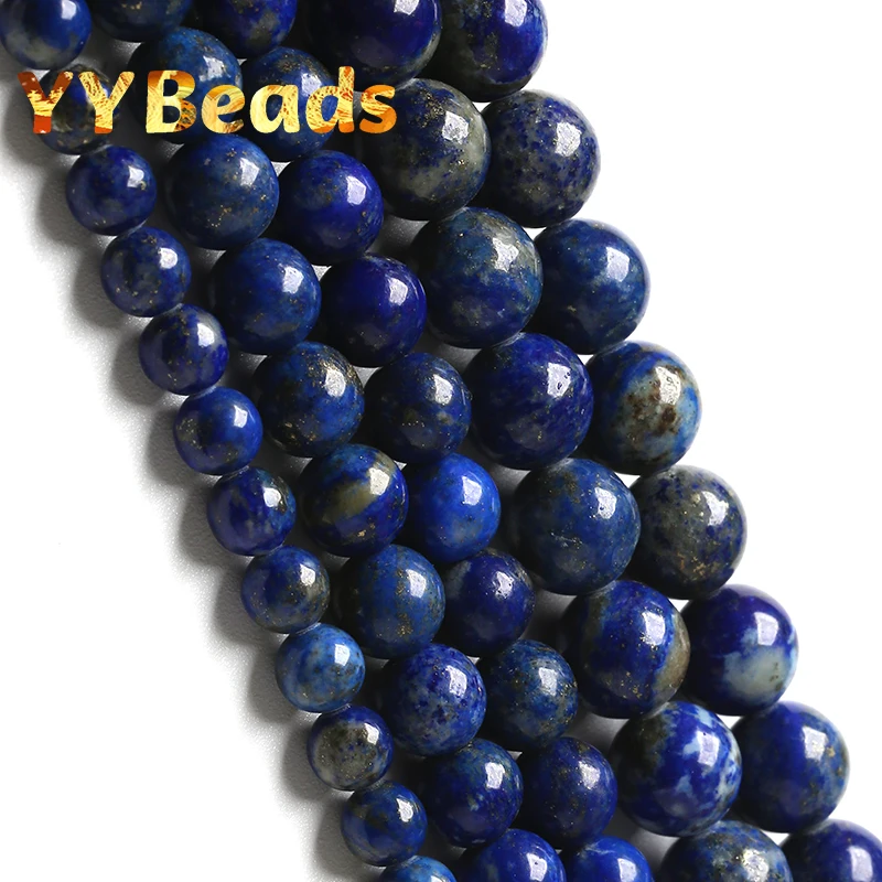 

A+ Natural Lapis Lazuli Stone Beads Round Loose Spacer Beads For Jewelry Making DIY Bracelets Necklaces 15" Strand 4 6 8 10 12mm