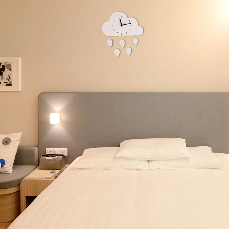 Nordic Style Nursery Clock Wooden Cloud Water Droplets Wall Hanging Decoration Decor Kids Children's Room | Дом и сад
