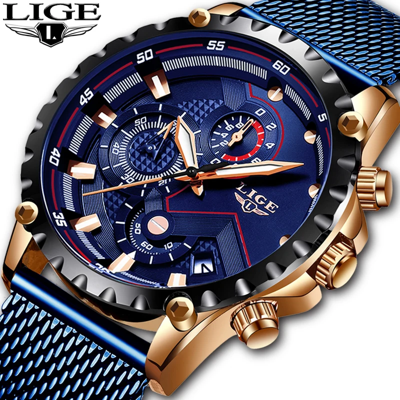 lige 2019 new mens watches sport chronograph top brand luxury waterproof fashion watch quartz watch men relogio masculino hot free global shipping