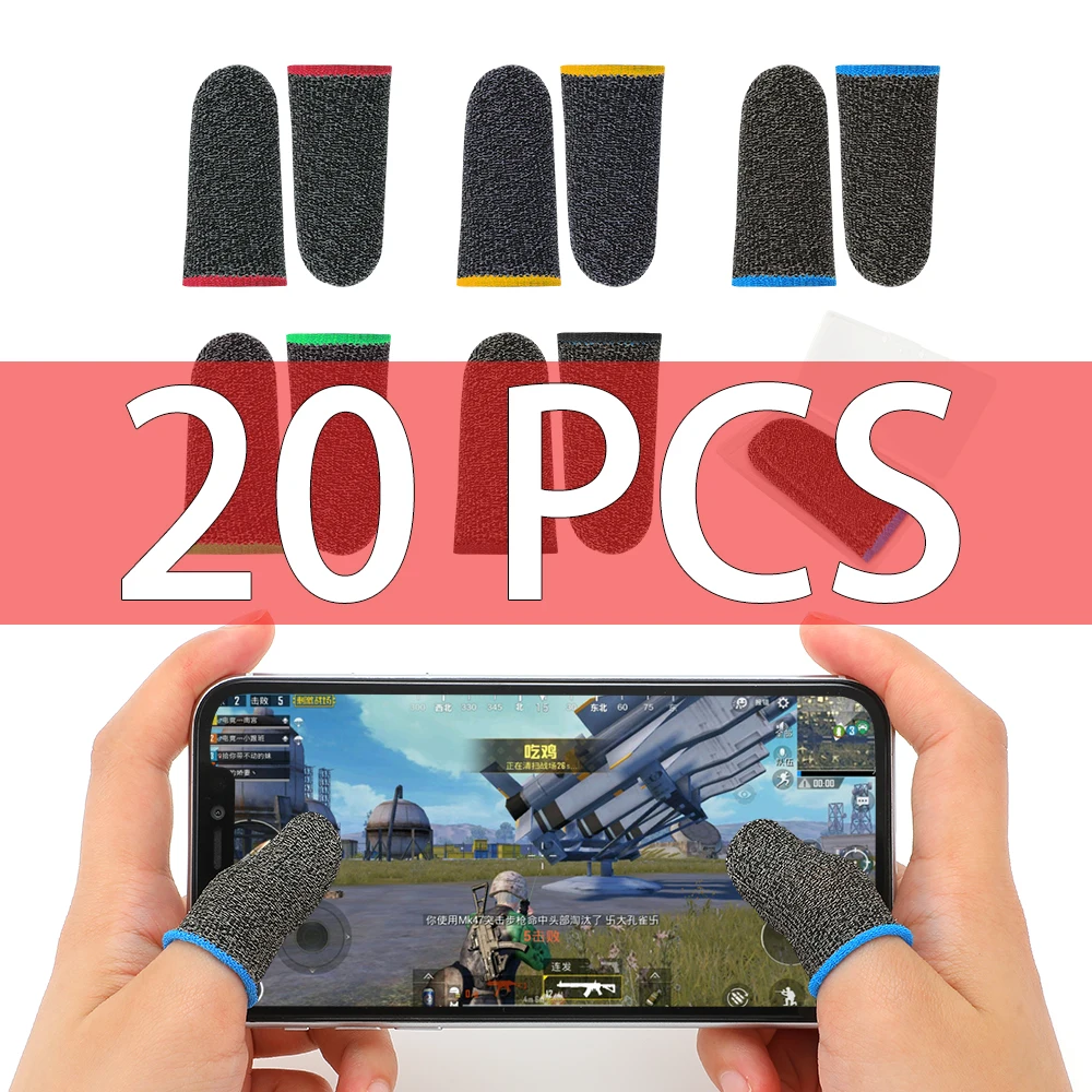 20Pcs 새로운 손가락 커버 게임 컨트롤러 PUBG 땀 증거 비 스크래치 민감한 터치 스크린 게임 손가락 엄지 슬리브 장갑