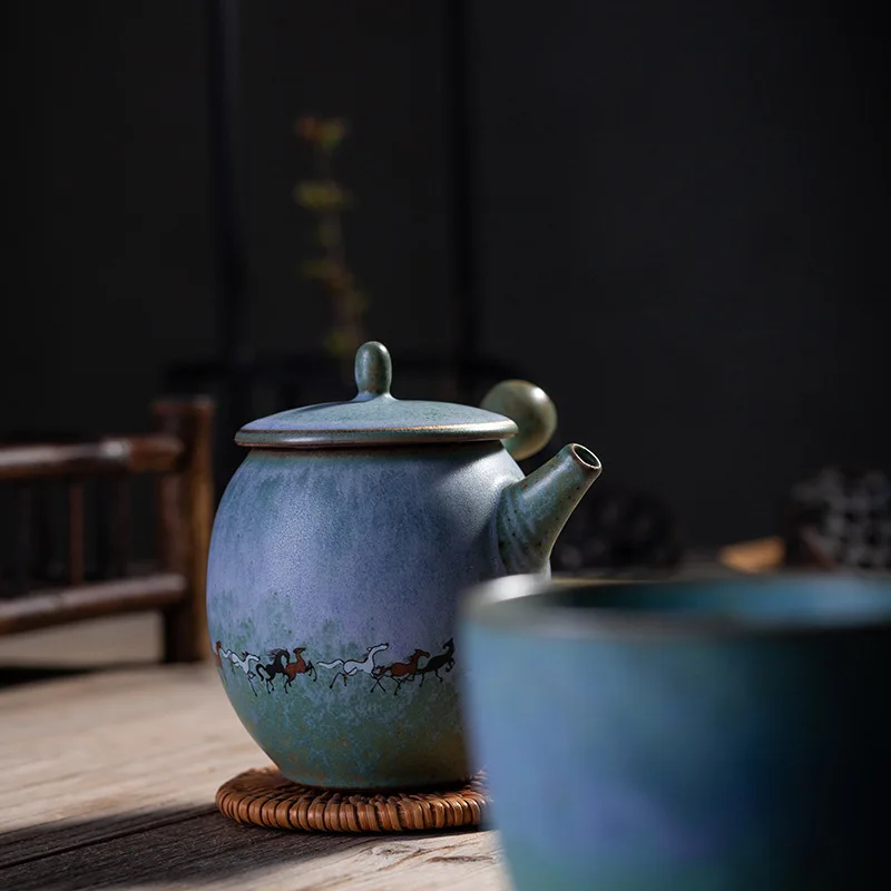Керамический чайник с боковой ручкой большой домашний античный одиночный чайный