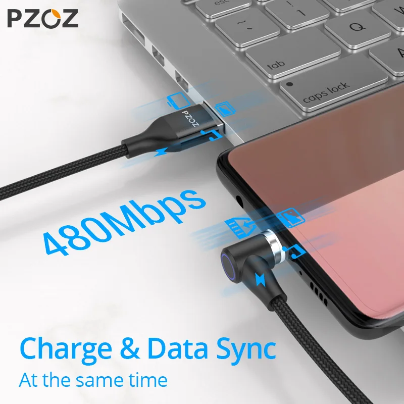 PZOZ Magnetic Cable USB C Micro Type Fast Charging 90 Degree Microusb Type-C Magnet Charger For iPhone 11 Pro X Xs MAX XR | Мобильные