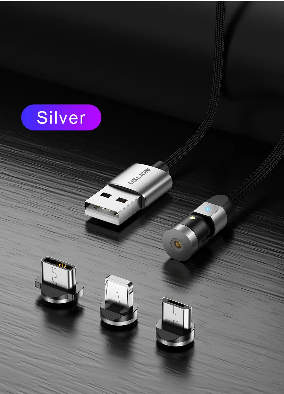 USLION Магнитный кабель usb type C Магнитный зарядный Micro usb кабель для iPhone samsung usb c Быстрая зарядка зарядный провод