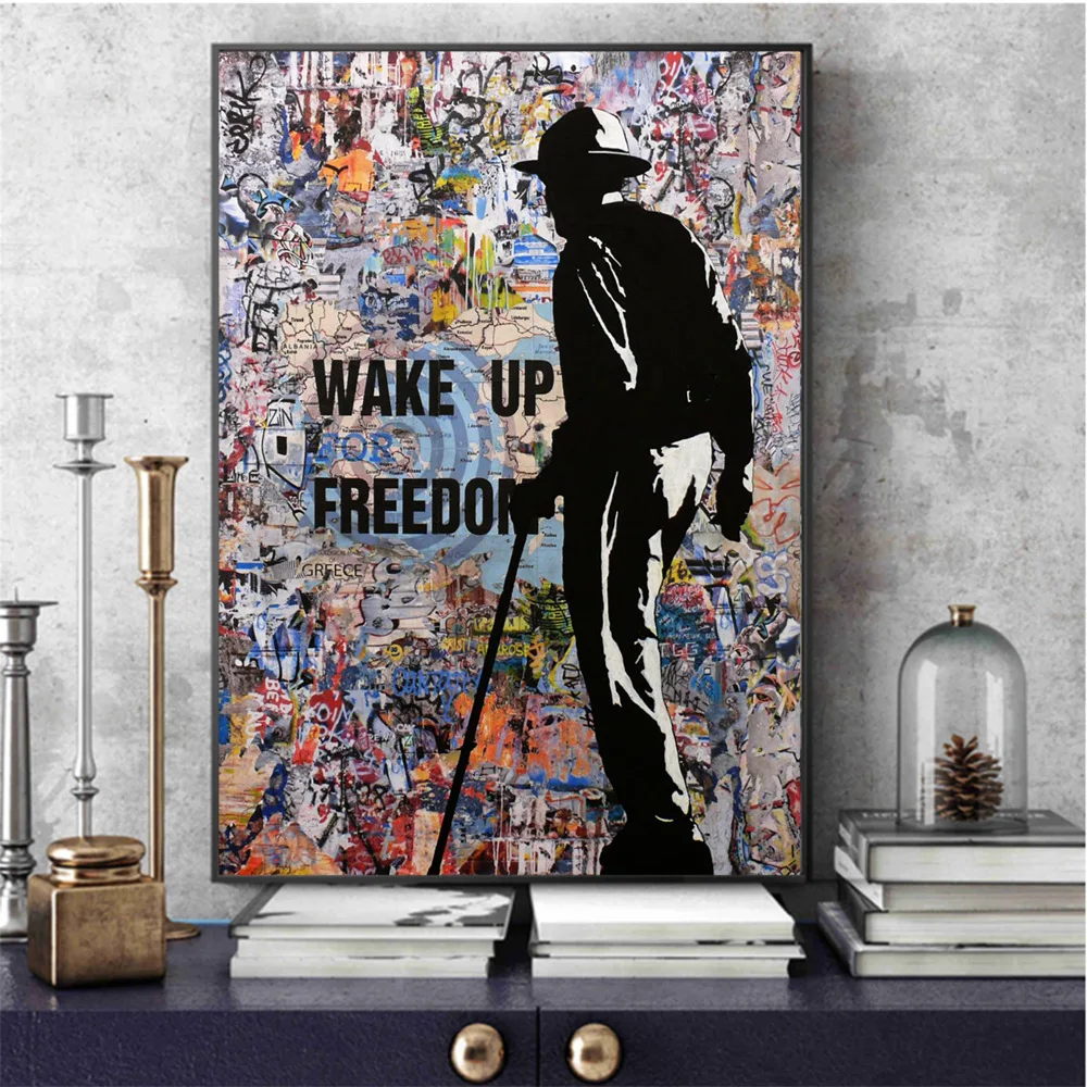Бэнкси Граффити уличное искусство холст картины Пробуждение свобода постеры и