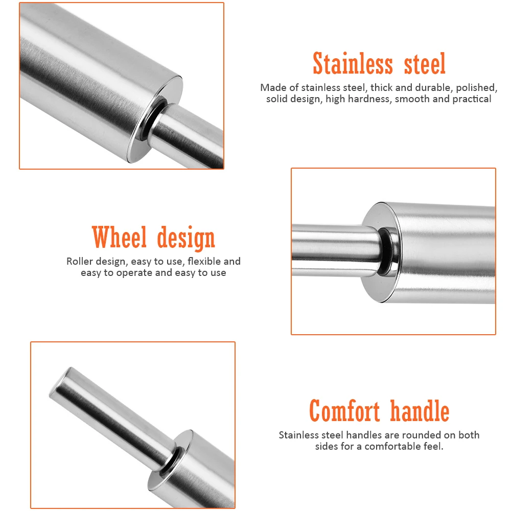 Кухонная Скалка из нержавеющей стали антипригарный ролик для теста печенье