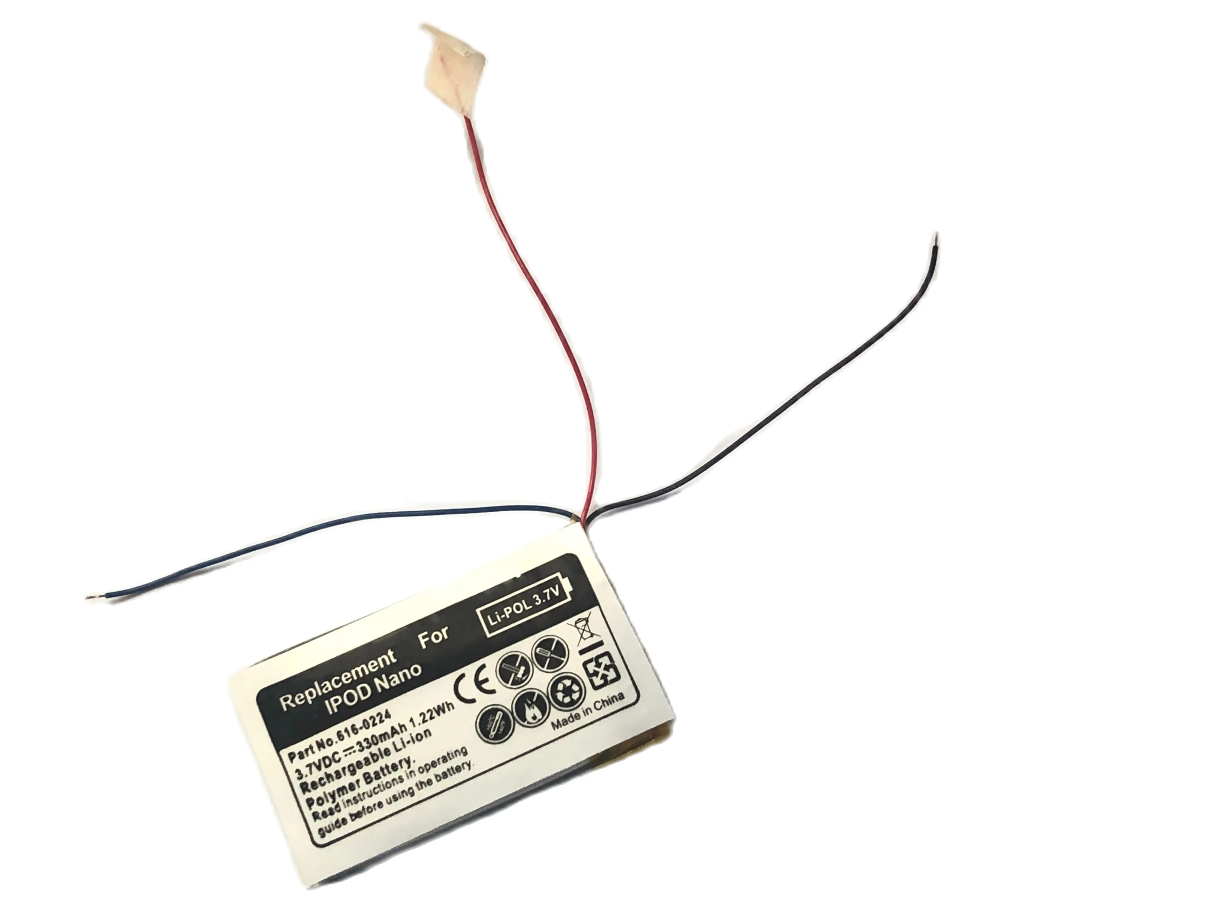 

Высококачественный сменный аккумулятор 330 мАч для ipod Nano1 1-го поколения MP3 литий-полимерный перезаряжаемый аккумулятор Nano 1 616-0223
