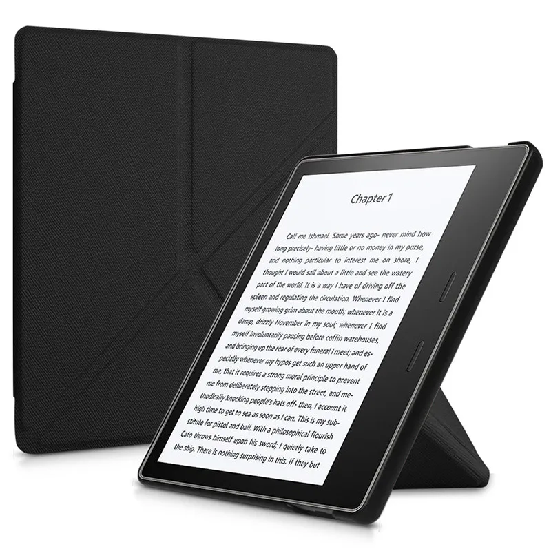 Simple-Black Чехол BOZHUORUI оригами для нового Kindle Oasis(9-10 поколение, выпуск-)-тонкий Чехол-подставка с функцией автоматического пробуждения и сна - Цвет: Simple-Black